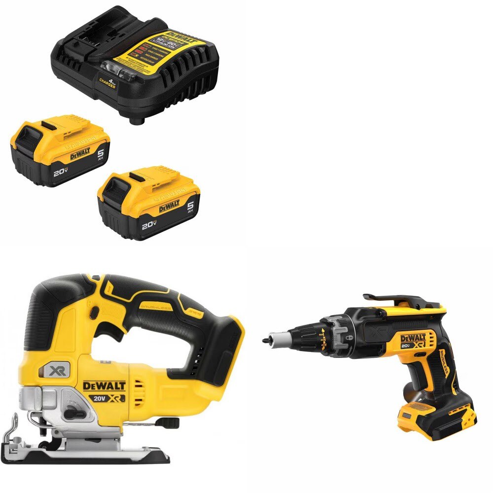 DeWalt DCB205-2C 20V Battery Kit W/ FREE DCS334B Jig Saw and FREE DCF630B Screwgun