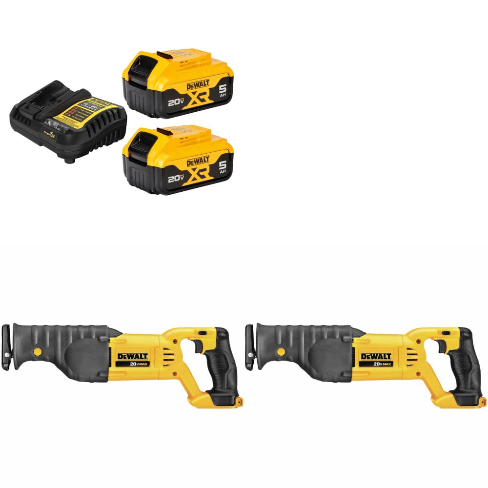 DeWalt DCB205-2C 20V MAX XR Starter Kit W/ FREE DCS380B 20V MAX Recip Saw-2Pk