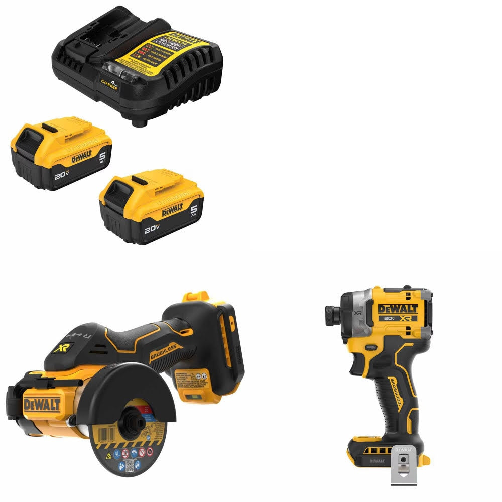 DeWalt DCB205-2C Battery Kit W/ FREE DCS438B Cut-Off Tool and FREE DCF860B Impact Driver