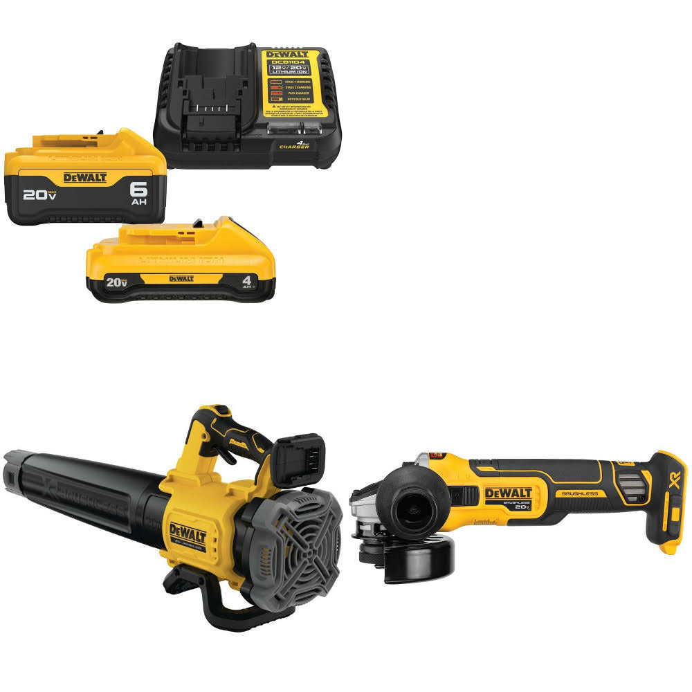 DeWalt DCB2460C Battery & Charger Kit W/ FREE DCBL722B Blower and DCG405B Grinder