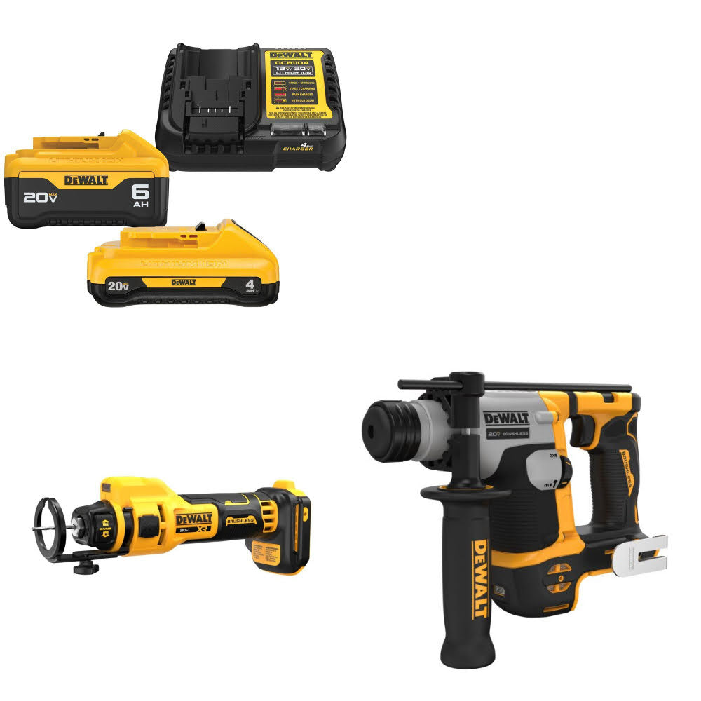 DeWalt DCB2460C Battery & Charger Kit W/ FREE DCE555B Cut-Out Tool and FREE DCH172B Hammer Drill