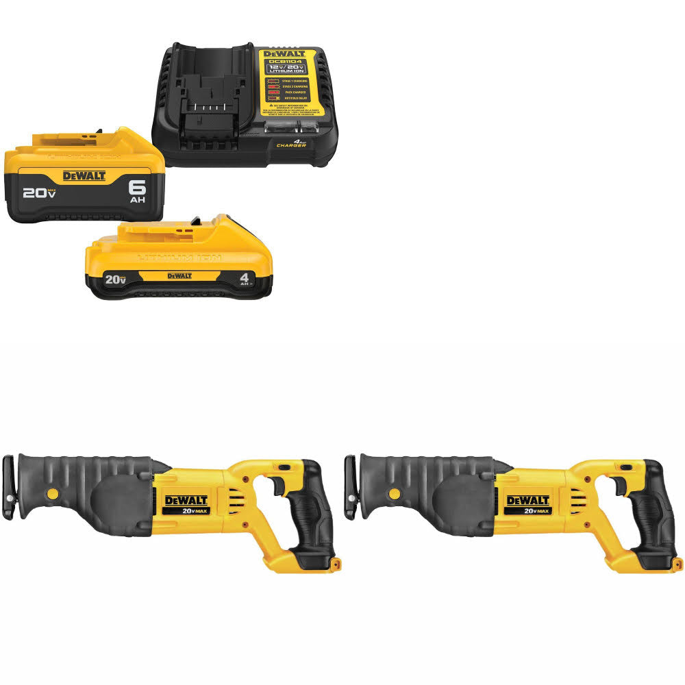 DeWalt DCB2460C Battery & Charger Kit W/ FREE DCS380B Reciprocating Saw, 2 Pack