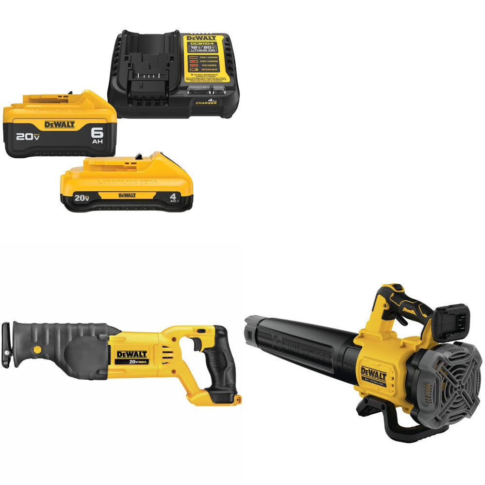 DeWalt DCB2460C Battery & Charger Kit W/ FREE DCS380B Saw and DCBL722B Blower