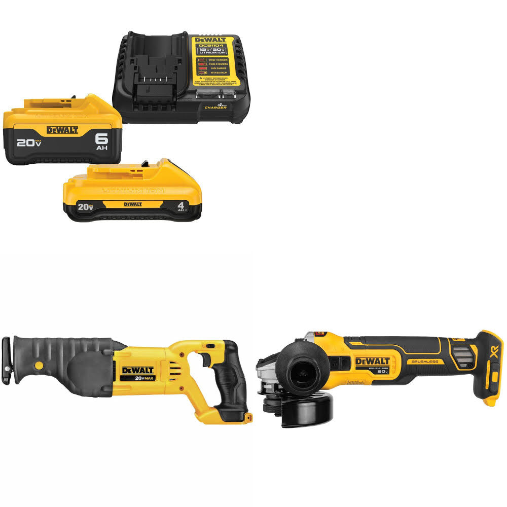 DeWalt DCB2460C Battery & Charger Kit W/ FREE DCS380B Saw and FREE DCG405B Grinder