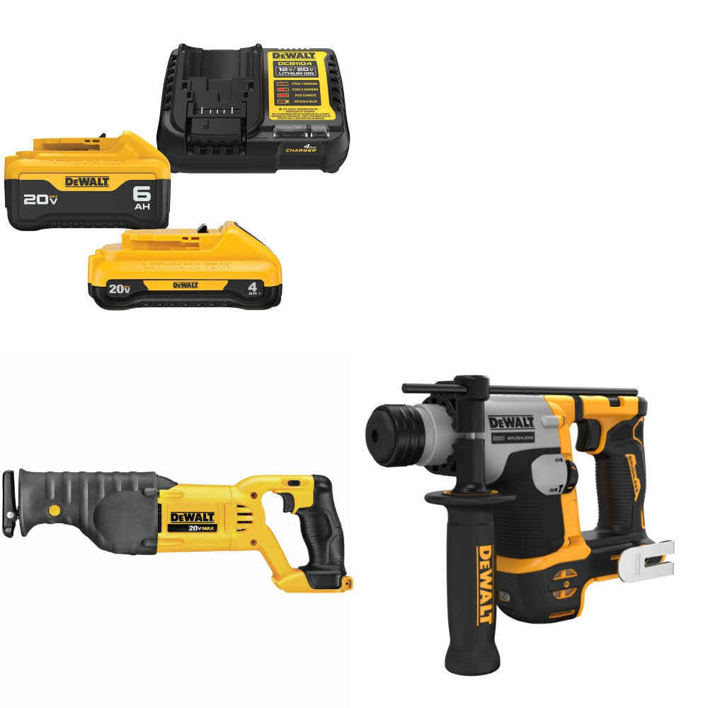 DeWalt DCB2460C Battery & Charger Kit W/ FREE DCS380B Saw and DCH172B Drill