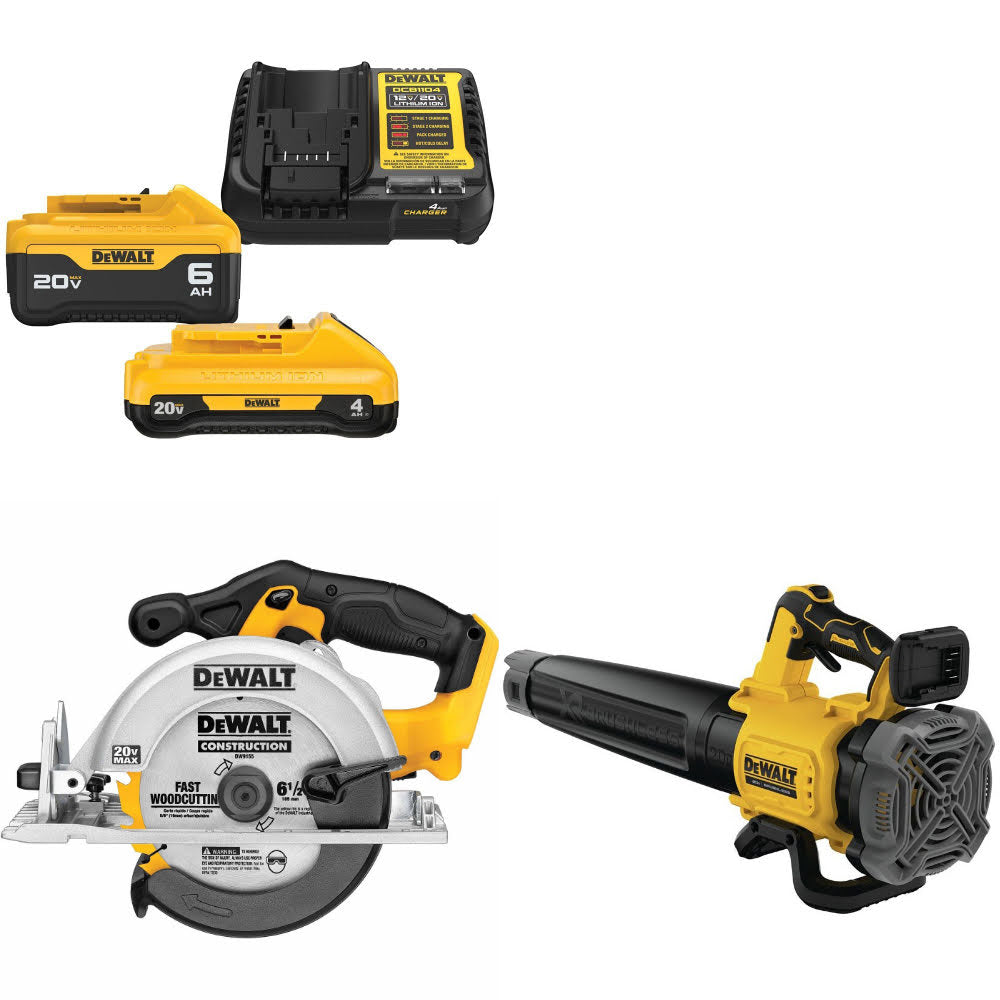 DeWalt DCB2460C Battery & Charger Kit W/ FREE DCS391B Saw and DCBL722B Blower