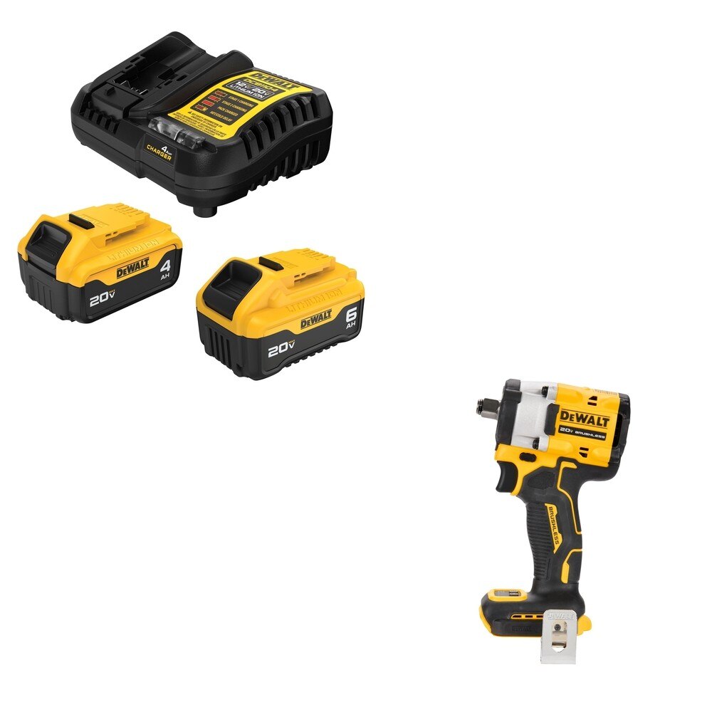 DeWalt DCB246C 20V MAX 6Ah/4Ah Starter Kit W/ DCF921B ATOMIC 1/2" Impact Wrench