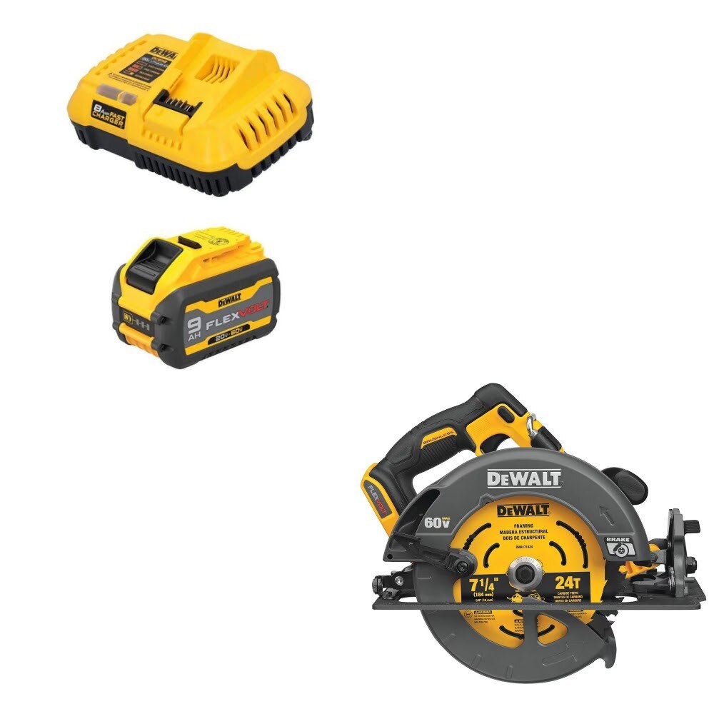 DeWalt DCB609C Battery & Charger Kit W/ FREE DCS578B 60V 7-1/4" Circ Saw