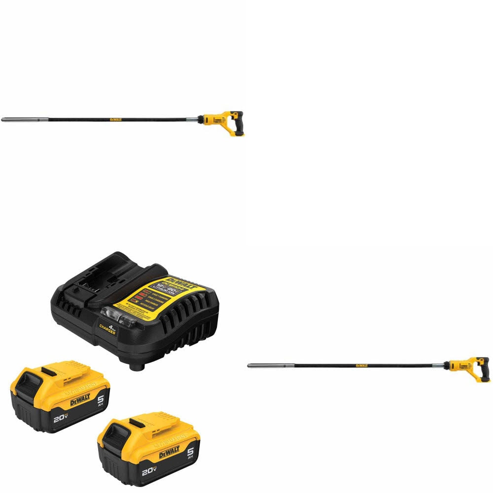 DeWalt DCE531B 20V MAX Concrete Pencil Vibrator, 2 Pack Kit W/ FREE DCB205-2C 20V MAX 5Ah Battery Kit