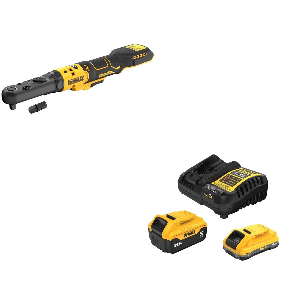 DeWalt DCF510B 20V MAX XR Sealed Head Ratchet W/ DCB245-2C 4.0Ah/5.0Ah Starter Kit
