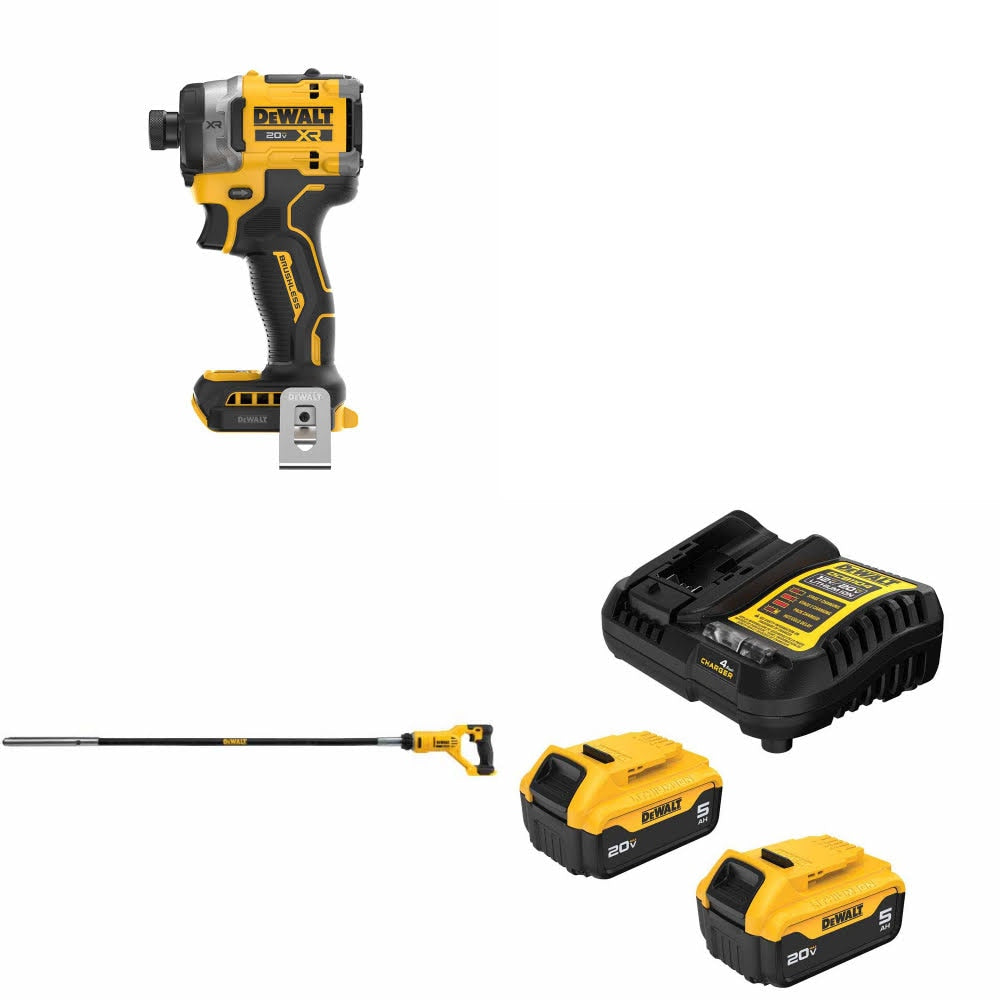 DeWalt DCF860B 20V Max Impact Driver Kit W/ DCE531B Concrete Vibrator and FREE DCB205-2C Battery Kit