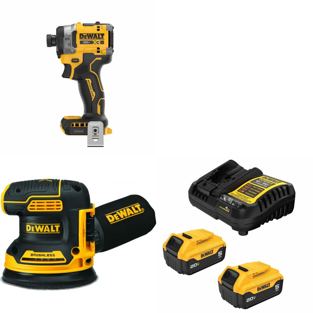 DeWalt DCF860B Impact Driver Kit W/ DCW210B Orbital Sander and FREE DCB205-2C Battery Kit