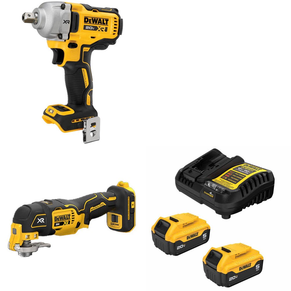 DeWalt DCF892B 20V MAX Impact Wrench Kit W/ DCS356B Multi-Tool and FREE DCB205 Battery Kit