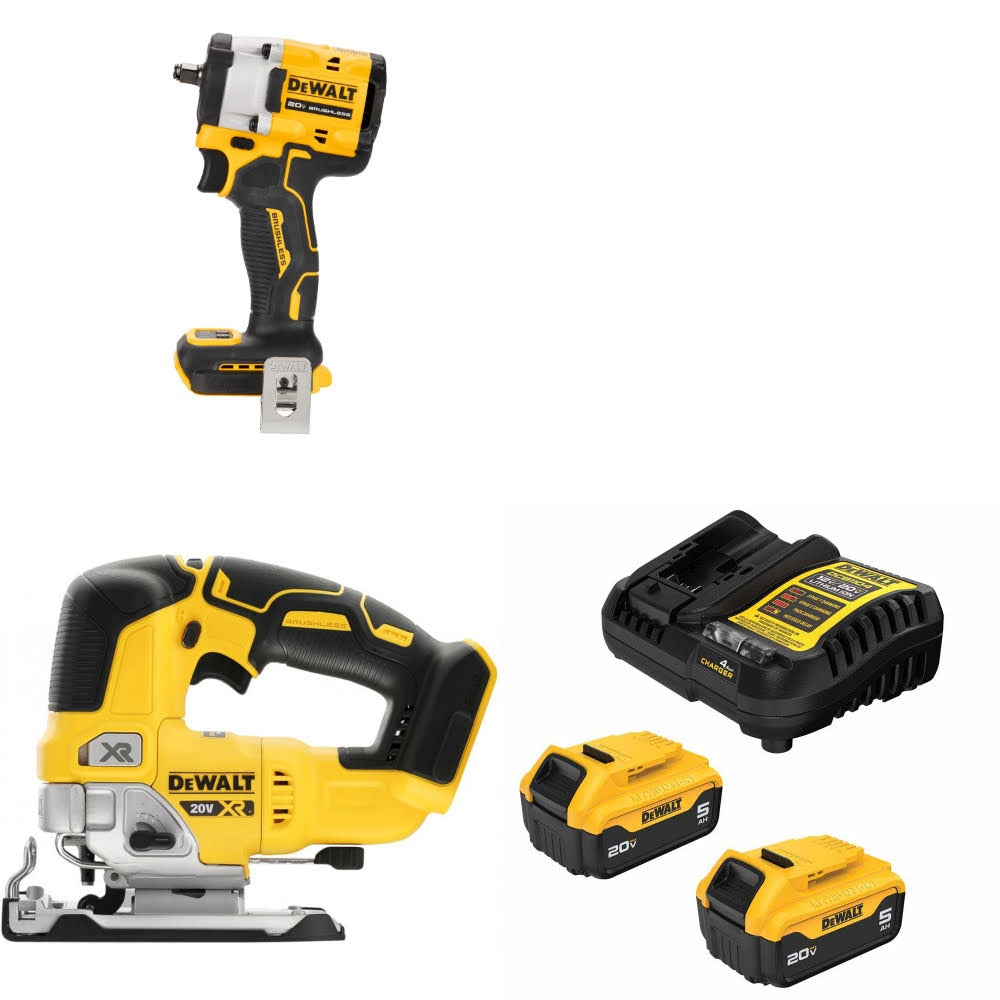 DeWalt DCF923B Impact Wrench Kit W/ DCS334B Jig Saw and FREE DCB205 Battery Kit