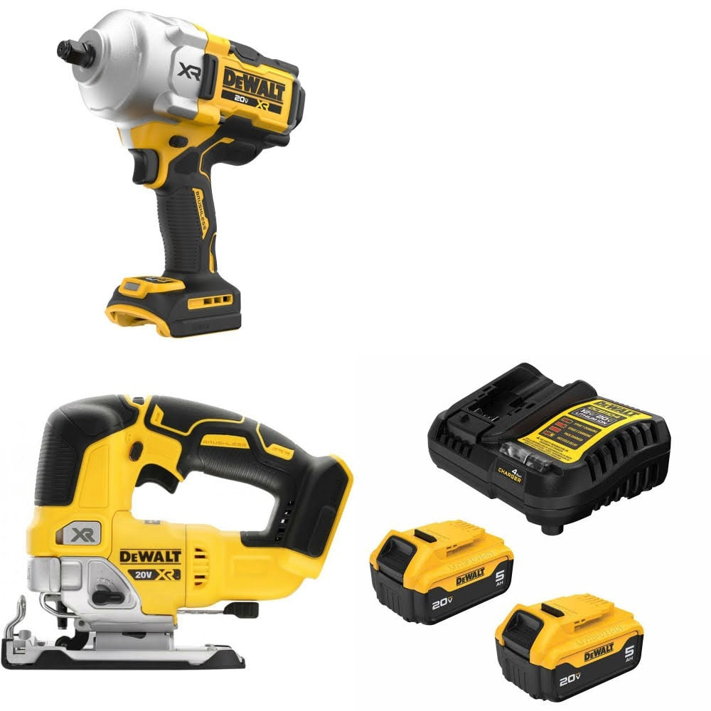 DeWalt DCF961B 20V MAX Impact Wrench Kit W/ DCS334B Jig Saw and FREE DCB205 Battery Kit