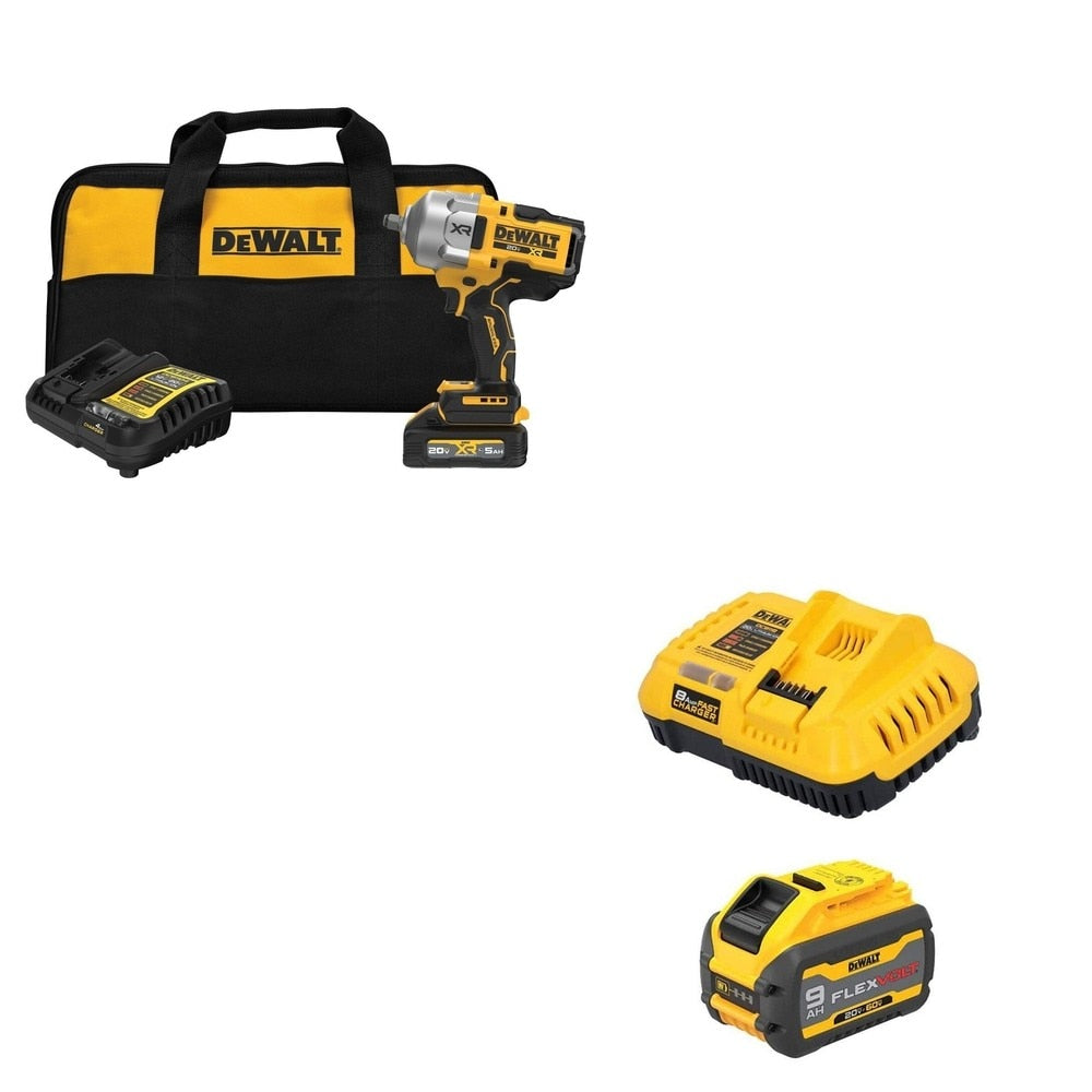 DeWalt DCF961GH1 20V MAX XR 1/2 in. High Torque Impact Wrench Kit W/ DCB609C FLEXVOLT 9.0Ah Kit