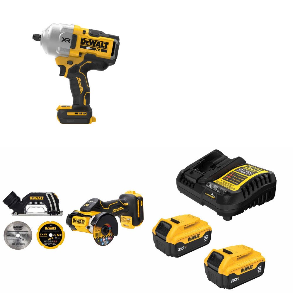 DeWalt DCF964B 20V MAX Impact Wrench Kit W/ DCS438B Cut-Off Tool and FREE DCB205 Battery Kit