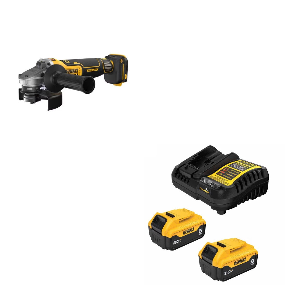 DeWalt DCG410VSB Grinder Kit W/ FREE DCB205-2C 5Ah Battery Kit
