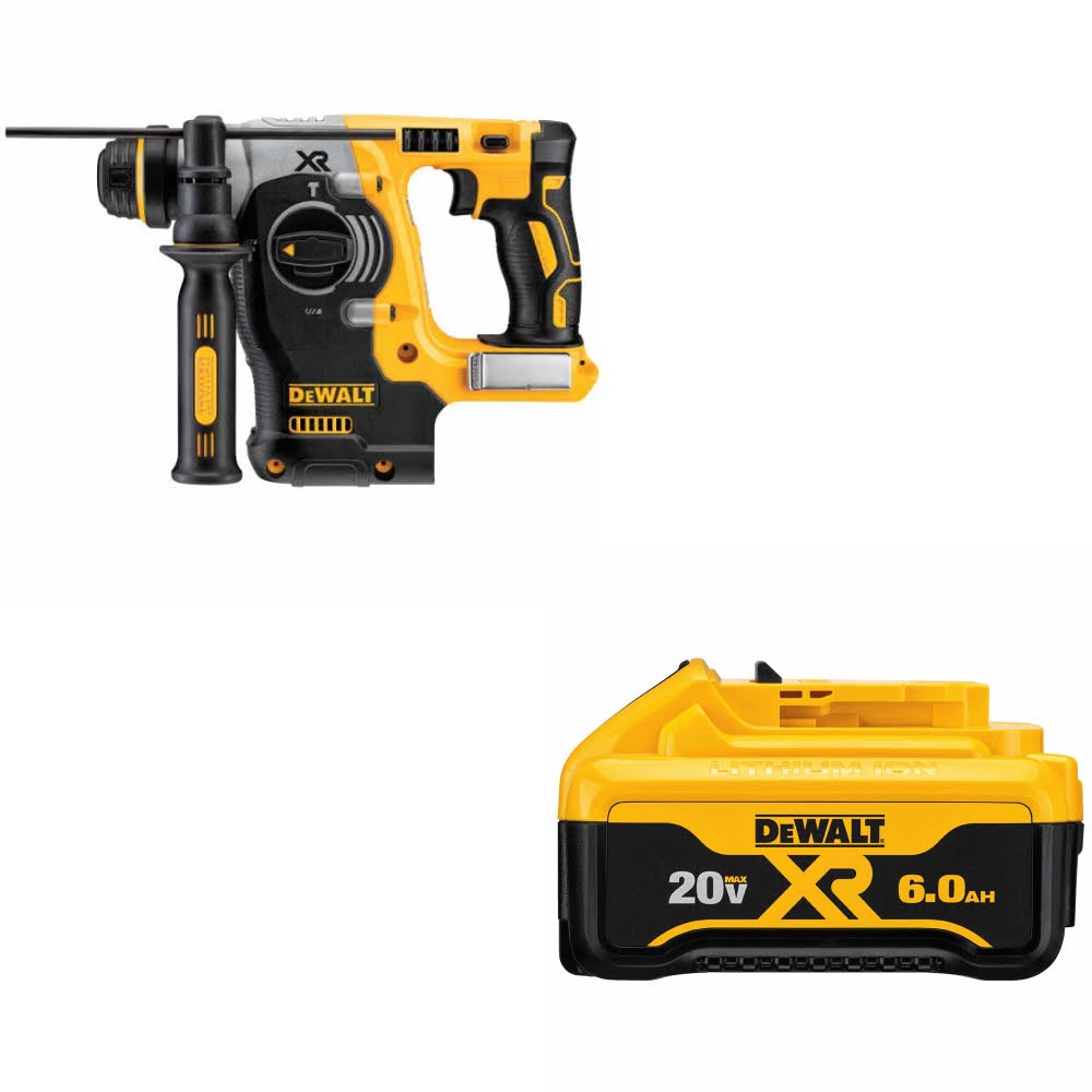 DeWalt DCH273B 20V MAX 1" Rotary Hammer, Bare W/ DCB206 20V MAX 6Ah Battery Pack