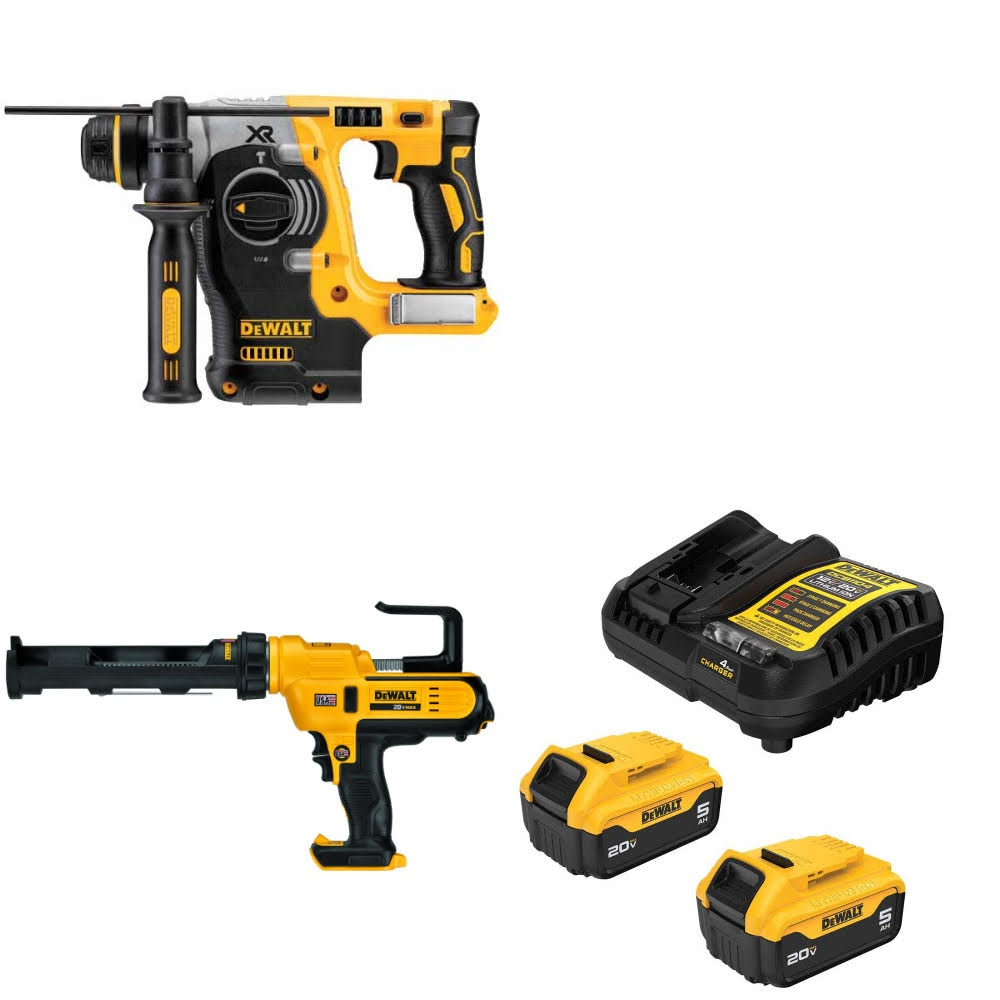 DeWalt DCH273B 20V MAX Rotary Hammer Kit W/ DCE560B Caulking Gun and FREE DCB205-2C Battery Kit