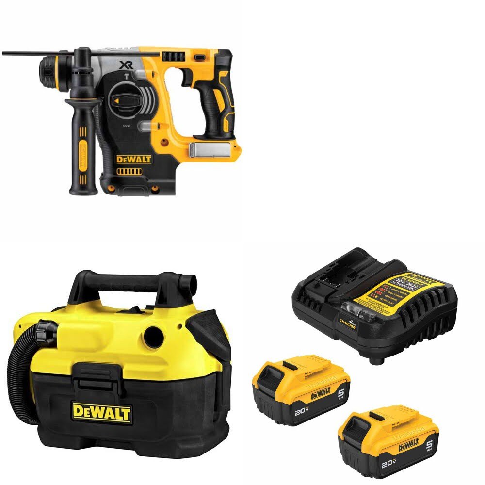 DeWalt DCH273B Rotary Hammer Kit W/ DCV580H Vacuum and FREE DCB205-2C Battery Kit