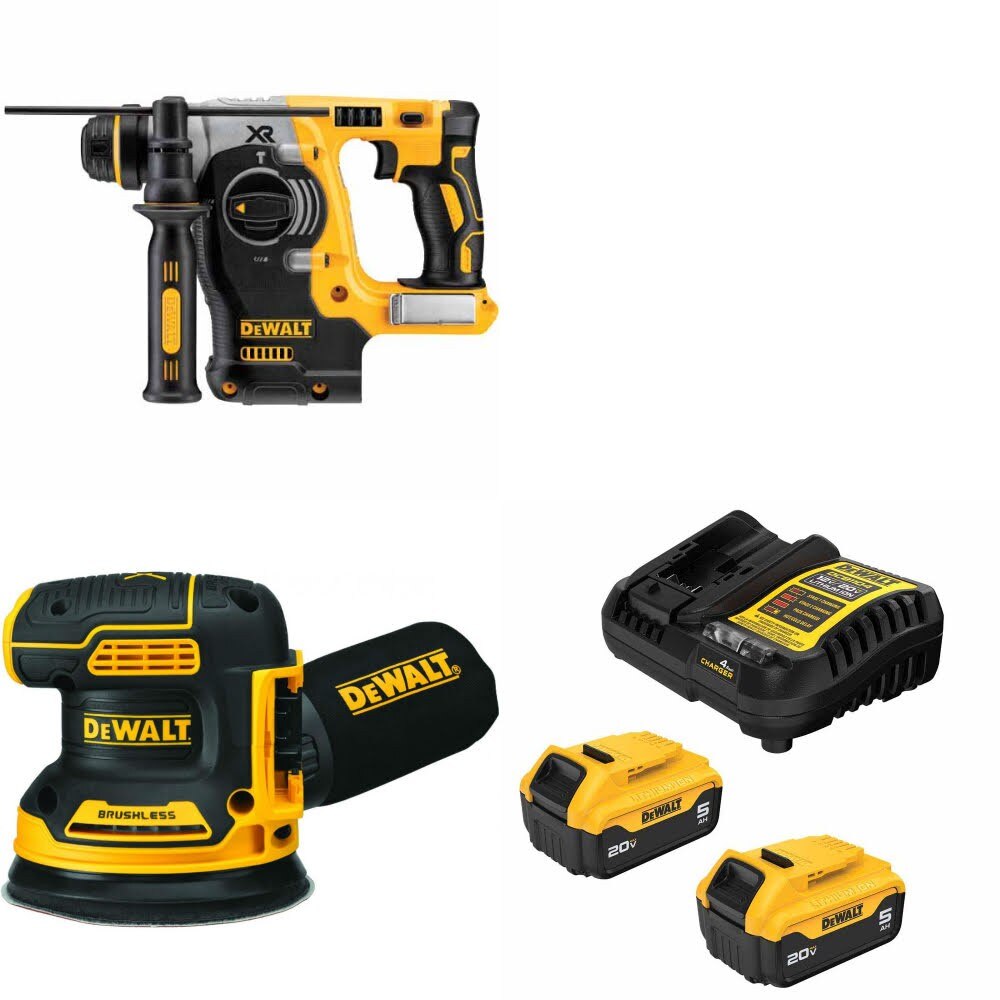 DeWalt DCH273B Rotary Hammer Kit W/ DCW210B Orbital Sander and FREE DCB205-2C Battery Kit
