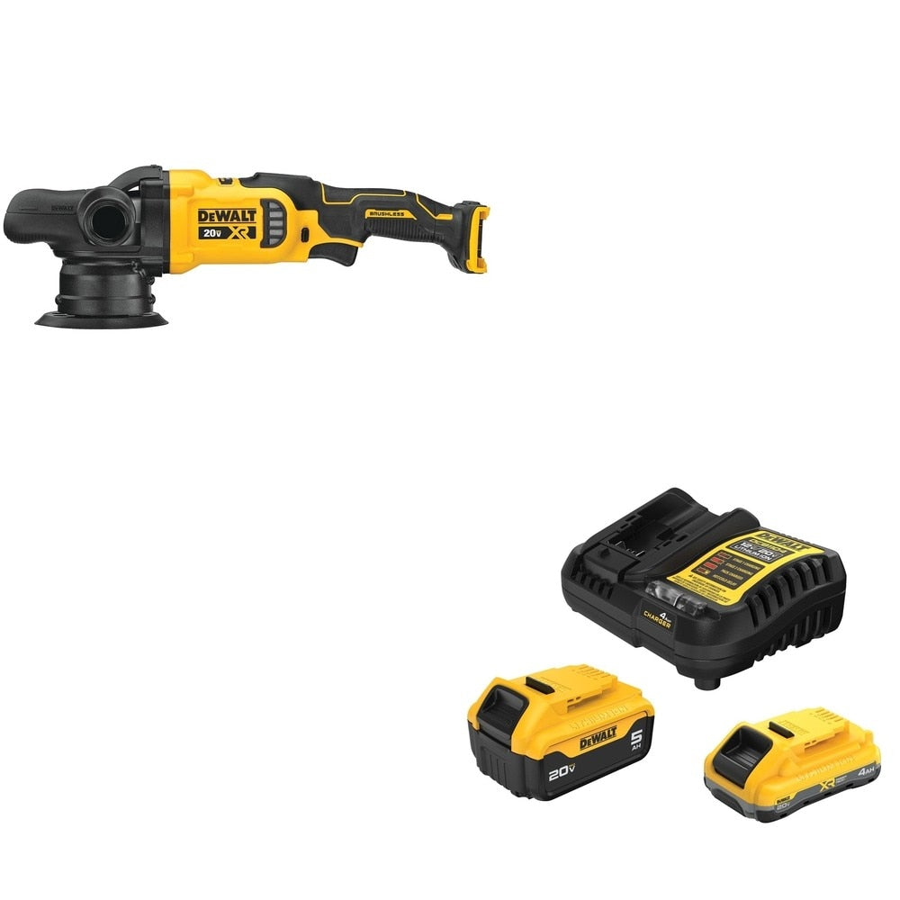DeWalt DCM848B 20V MAX XR 5 in. Random Orbit Polisher W/ DCB245-2C 4.0Ah/5.0Ah Starter Kit