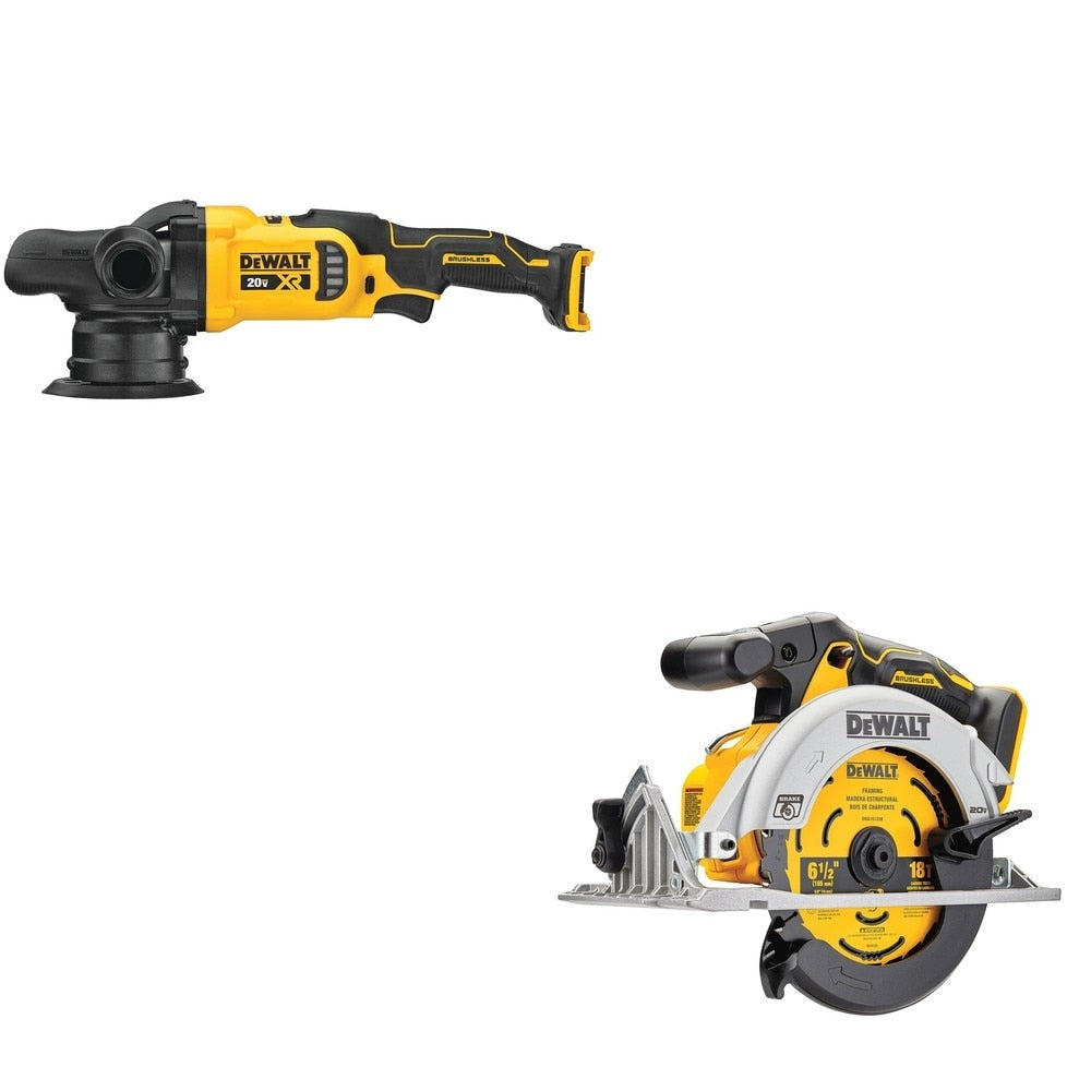 DeWalt DCM848B 20V MAX XR 5 in. Random Orbit Polisher W/ DCS565B 6-1/2 in. Circular Saw