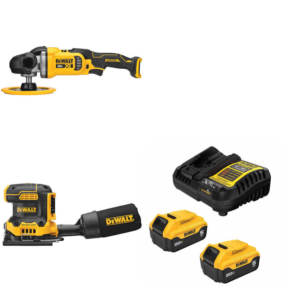 DeWalt DCM849B Rotary Polisher Kit W/ DCW200B Sander and FREE DCB205 Battery Kit