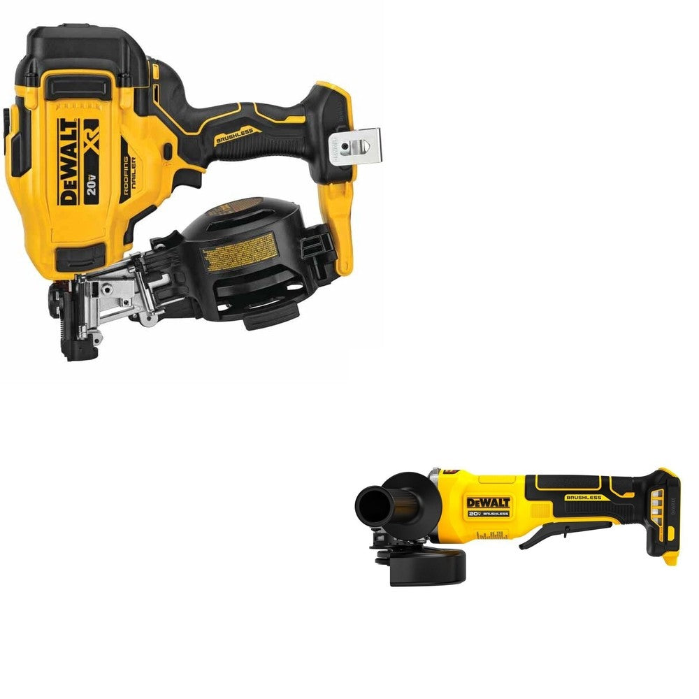DeWalt DCN45RNB 20V MAX 15-Degree Roofing Nailer W/ DCG408B Paddle-Switch Grinder