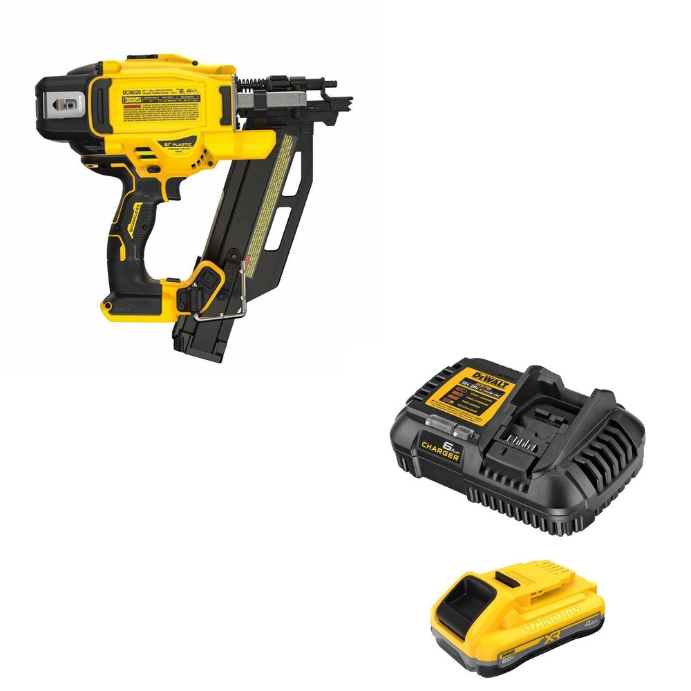 DeWalt DCN920B 20V MAX XR 21-Degree Framing Nailer W/ DCB2104C POWERPACK 4Ah Kit