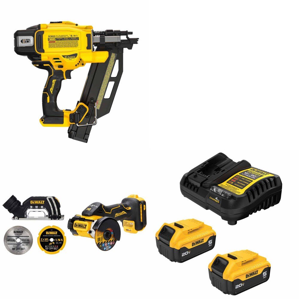DeWalt DCN920B Framing Nailer Kit W/ DCS438B Cut-Off Tool and FREE DCB205-2C Battery Kit