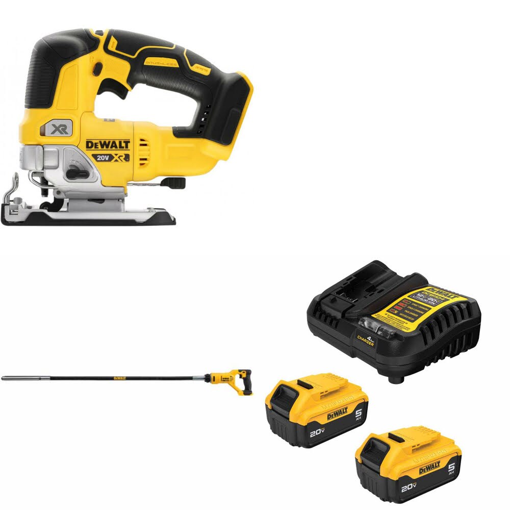 DeWalt DCS334B Jig Saw Kit W/ DCE531B Concrete Vibrator and FREE DCB205-2C Battery Kit