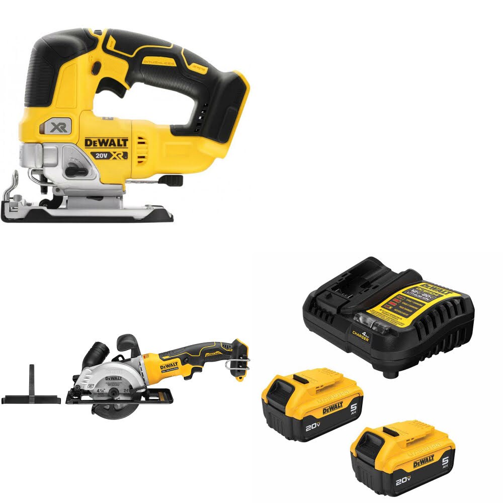 DeWalt DCS334B 20V MAX Jig Saw Kit W/ DCS571B Circular Saw and FREE DCB205-2C Battery Kit