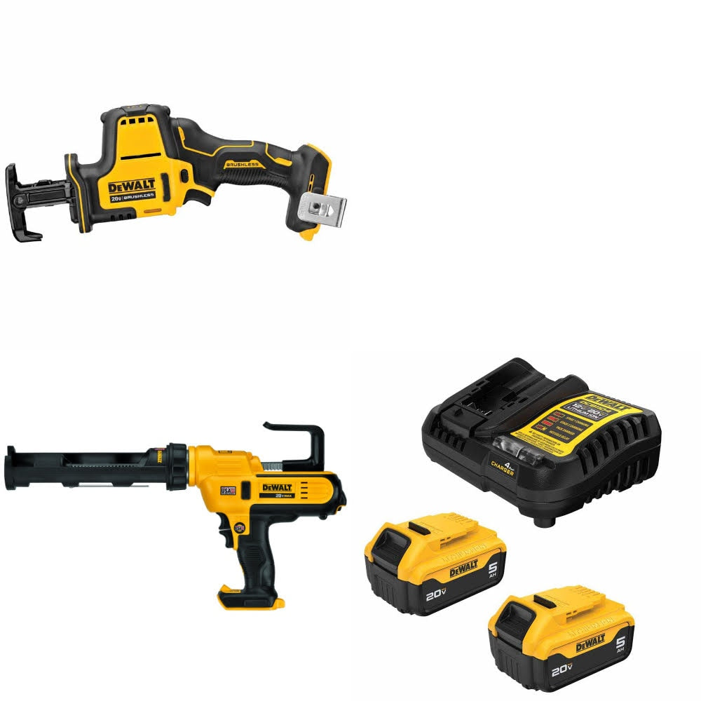 DeWalt DCS369B 20V MAX Reciprocating Saw Kit W/ DCE560B Caulking Gun and FREE DCB205-2C Battery Kit