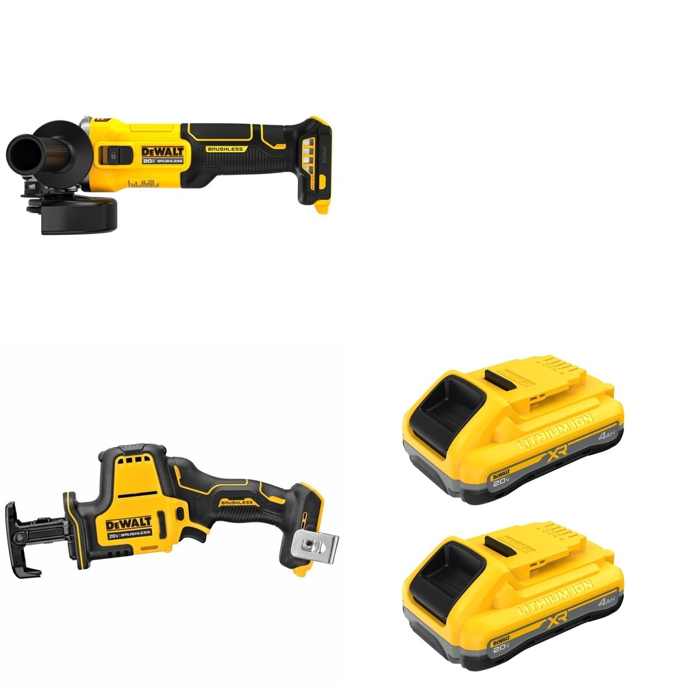 DeWalt DCB2104-2 POWERPACK 4Ah 2-Pack W/ DCG407B Slide-Switch Grinder and DCS369B