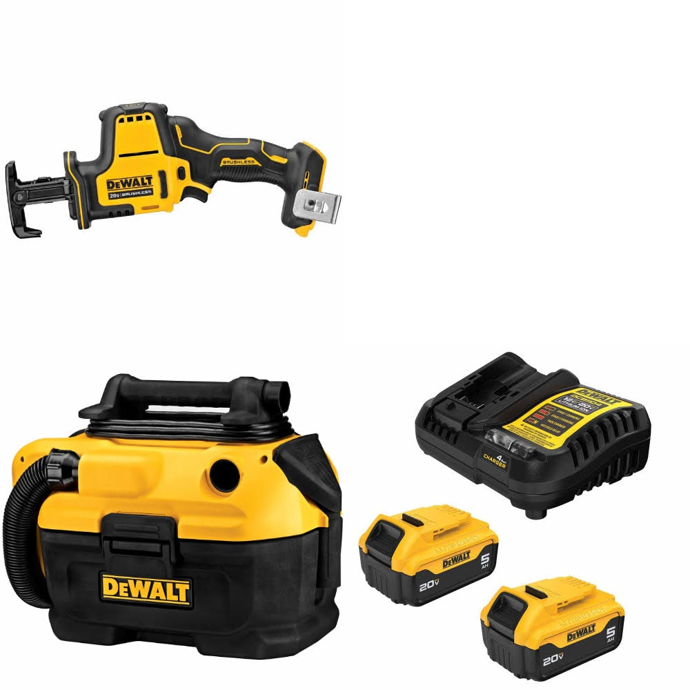 DeWalt DCS369B 20V MAX Reciprocating Saw Kit W/ DCV581H Vacuum and FREE DCB205 Battery Kit