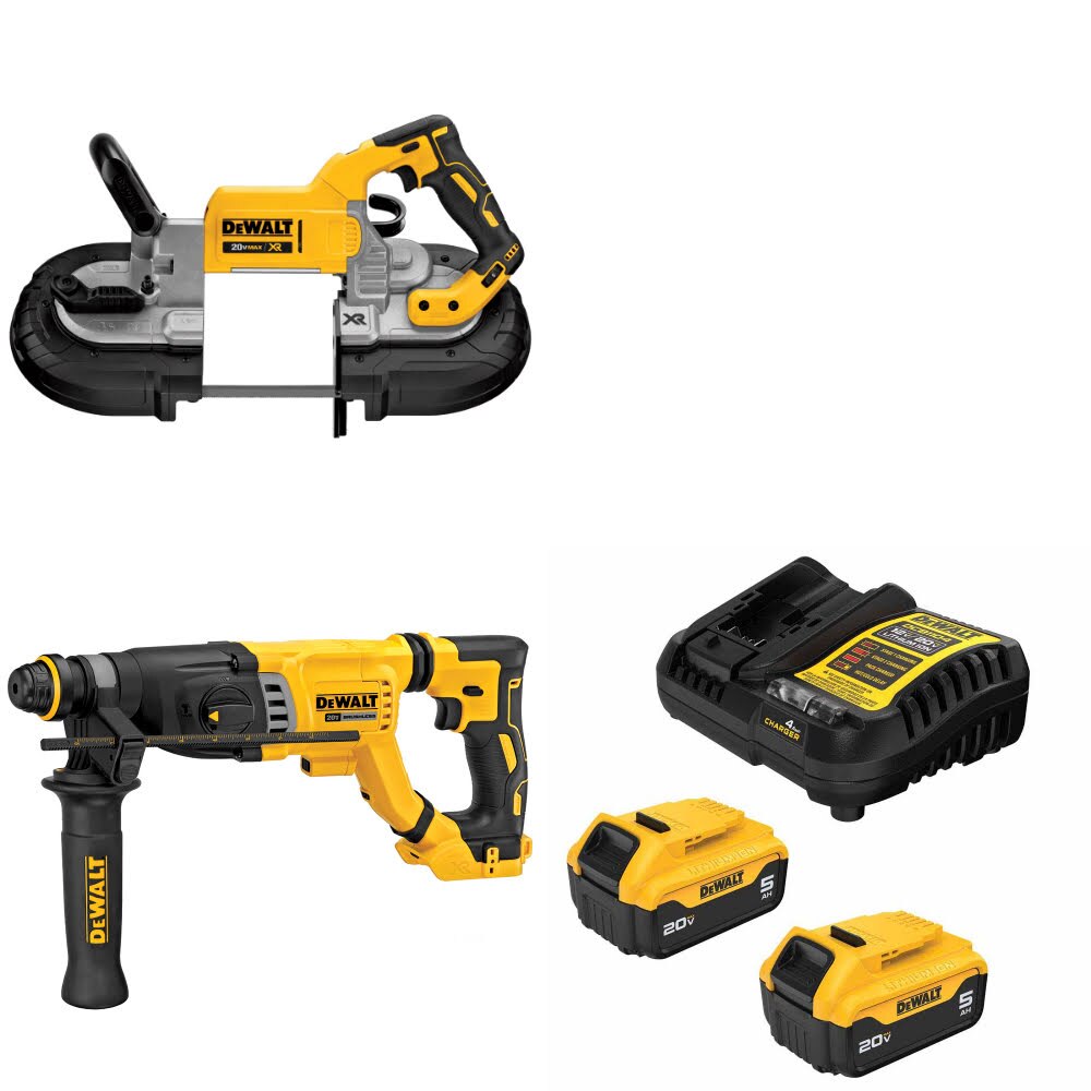 DeWalt DCS374B Band Saw Kit W/ DCH263B Rotary Hammer and FREE DCB205-2C Battery Kit