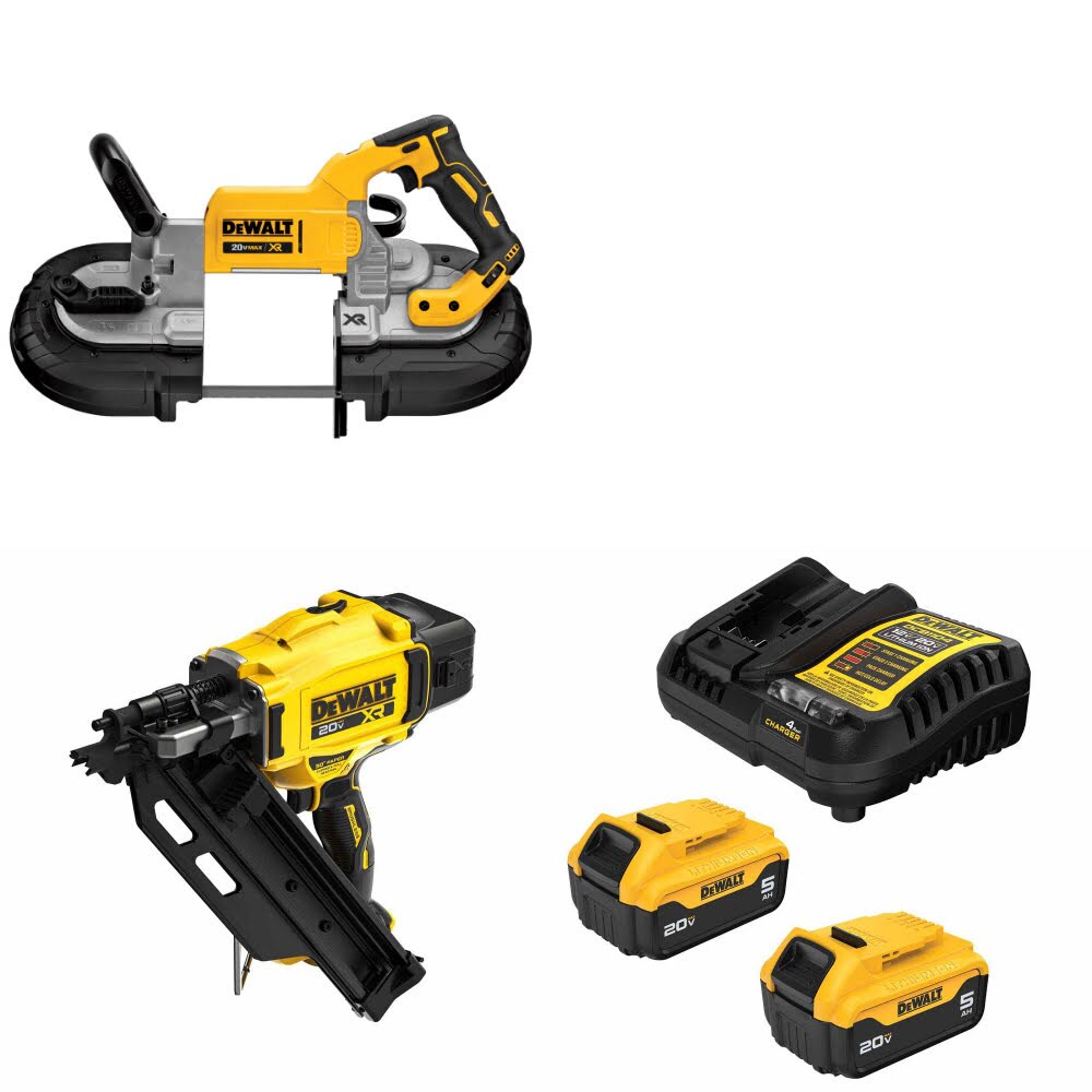 DeWalt DCS374B Band Saw Kit W/ DCN930B Framing Nailer and FREE DCB205 Battery Kit