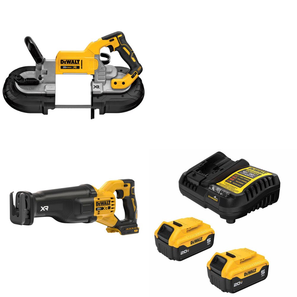 DeWalt DCS374B Band Saw Kit W/ DCS384B Reciprocating Saw and FREE DCB205-2C Battery Kit