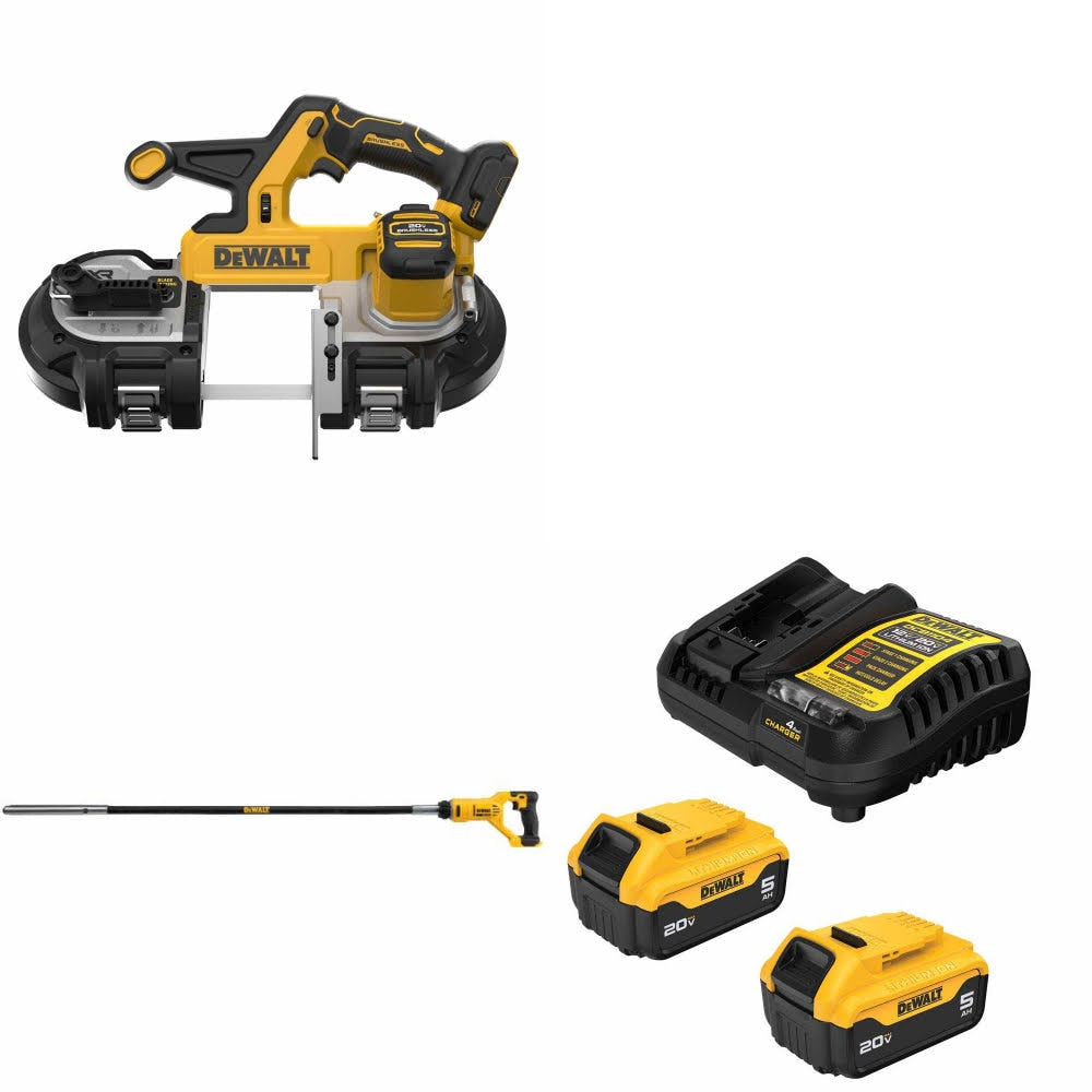 DeWalt DCS378B 20V MAX Bandsaw Kit W/ DCE531B Pencil Vibrator and FREE DCB205-2C Battery Kit