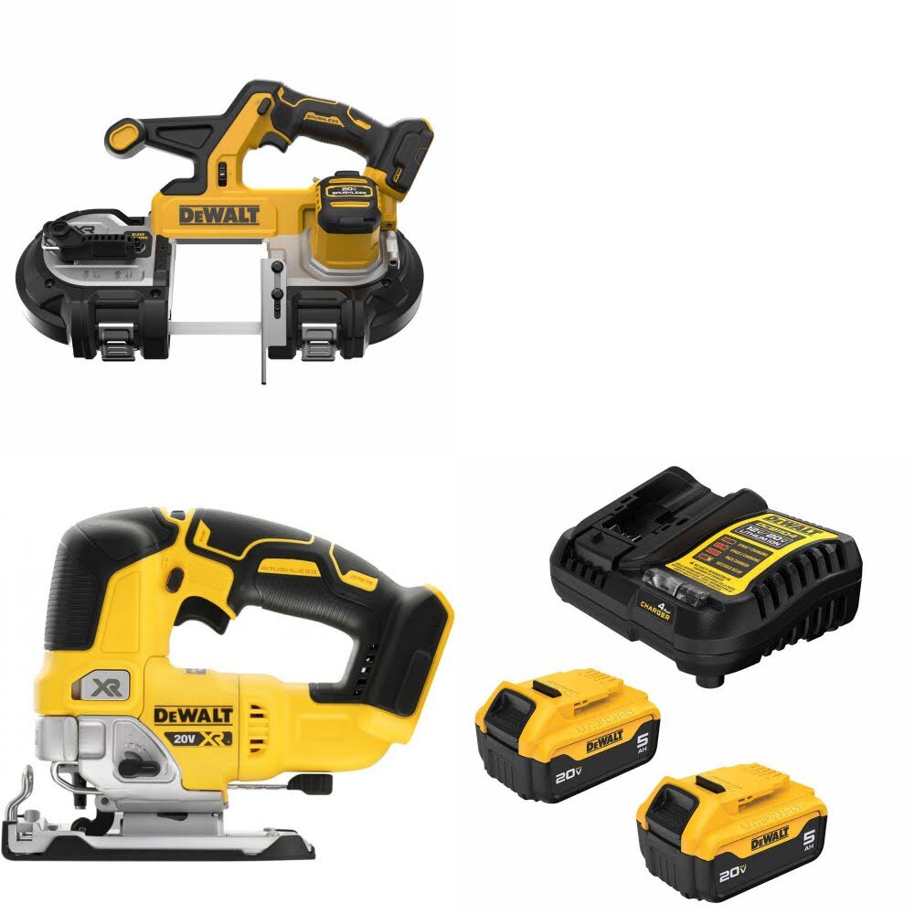 DeWalt DCS378B 20V Band Saw Kit W/ DCS334B 20V Jig Saw and FREE DCB205-2C 20V 5Ah Battery Kit