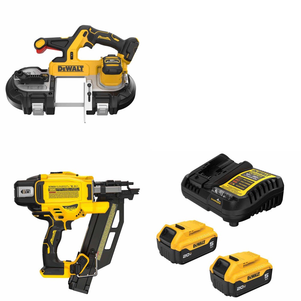 DeWalt DCS379B Band Saw Kit W/ DCN920B Framing Nailer and FREE DCB205 Battery Kit