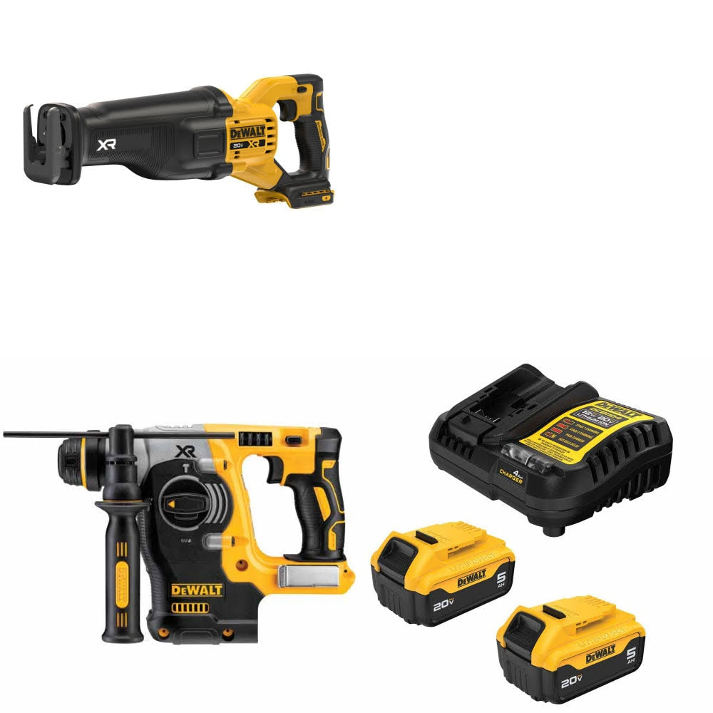 DeWalt DCS384B Reciprocating Saw Kit W/ DCH273B Rotary Hammer and FREE DCB205 Battery Kit