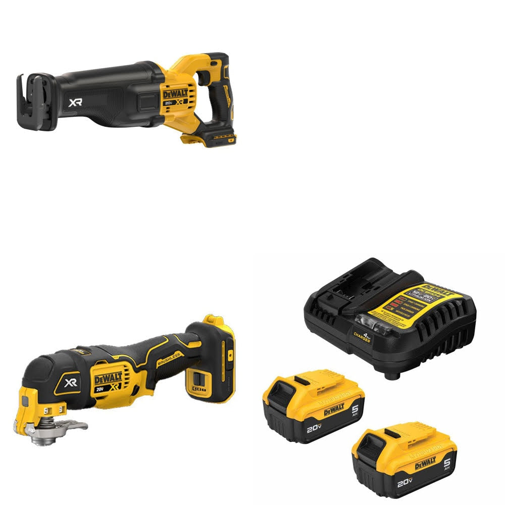 DeWalt DCS384B 20V MAX XR Reciprocating Saw Kit W/ DCS356B Multi-Tool and FREE DCB205-2C Battery Kit