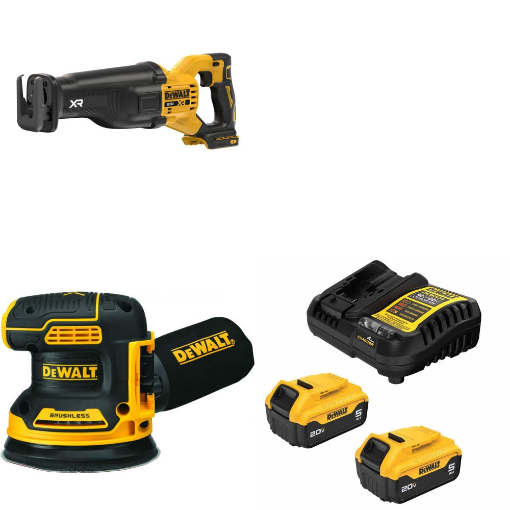 DeWalt DCS384B Reciprocating Saw Kit W/ DCW210B Orbital Sander and FREE DCB205 Battery Kit