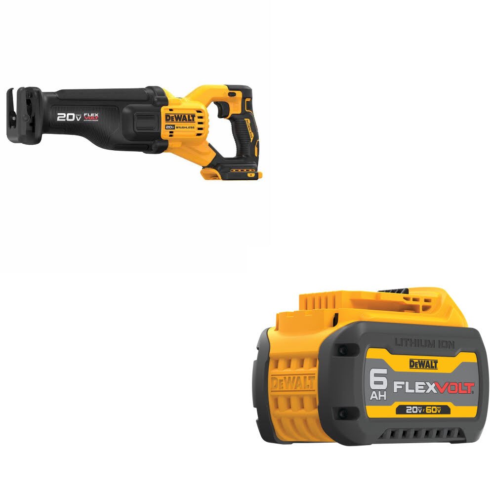 DeWalt DCS386B 20V MAX Recip Saw W/ DCB606 20/60V MAX FlexVolt 6.0Ah Battery