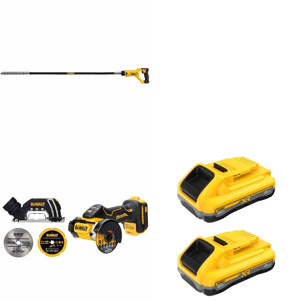 DeWalt DCE531B 20V MAX Concrete Pencil Vibrator W/ DCB2104-2 POWERPACK 4Ah 2-Pack and DCS438B
