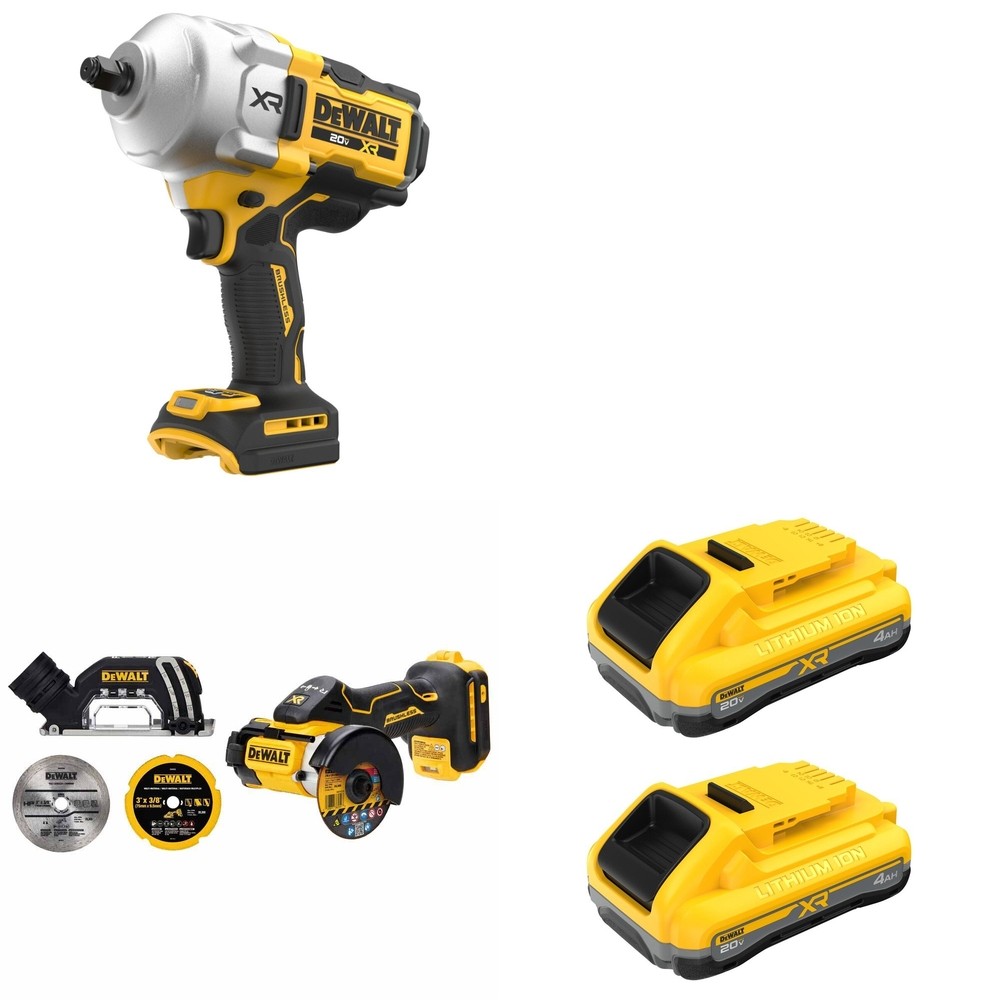 DeWalt DCF961B High Torque Impact Wrench W/ DCB2104-2 POWERPACK 4Ah 2-Pack and DCS438B