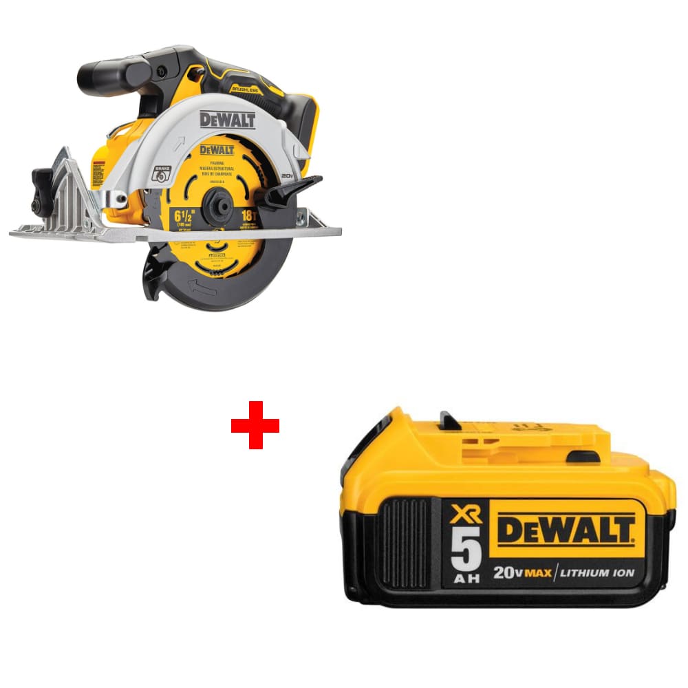 DeWalt DCS565B 20V MAX Circ Saw, 6-1/2", Bare w/ FREE DCB205 20V Battery Pack